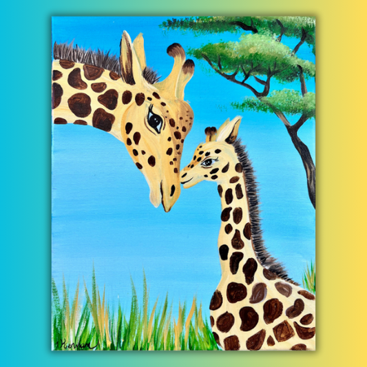 Mother & Calf Giraffes at home Painting Kit and Video Tutorial