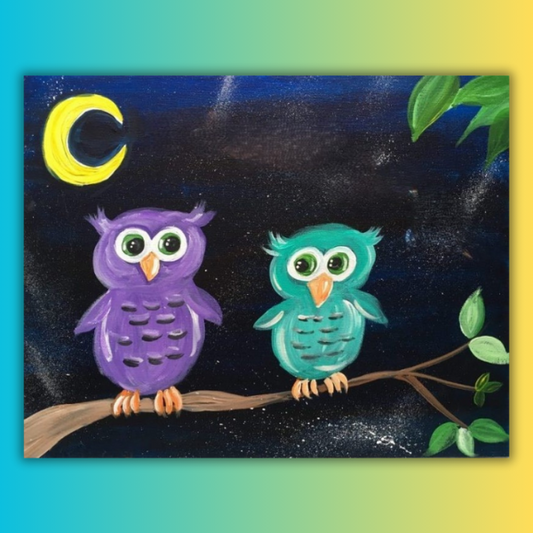 Mommy and Baby Owl at home Painting Kit and Video Tutorial