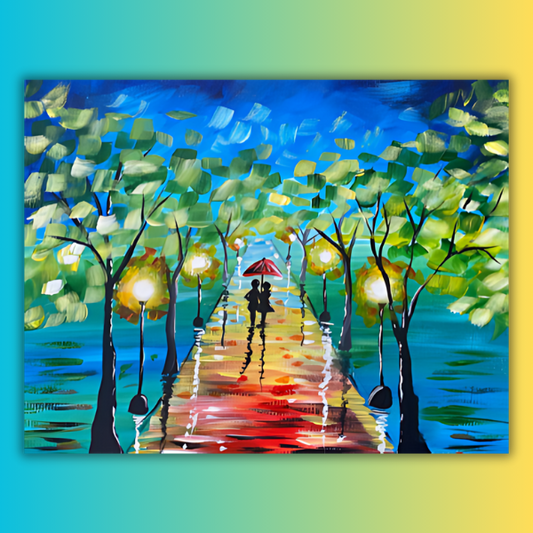 Rainy Park Stroll at home painting kit & Video Tutorial
