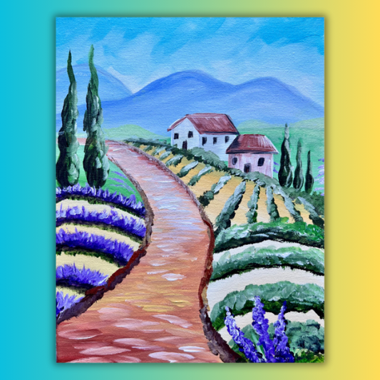Tuscan Landscape at home painting kit & Video Tutorial