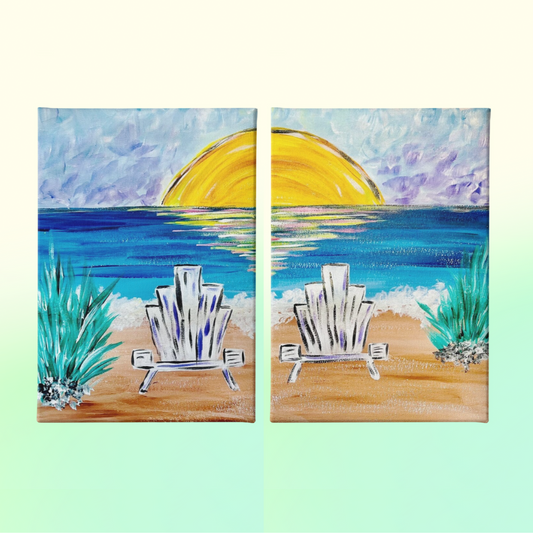 Couple's Beach Chairs at Sunset At Home Painting Kit & Video Tutorial