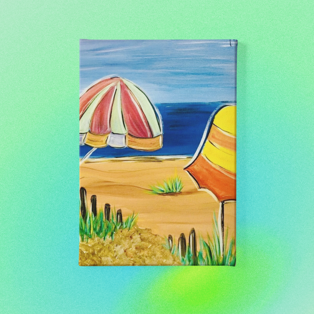 Beach Umbrellas at home Painting Kit & Video Tutorial – canvasncupkits